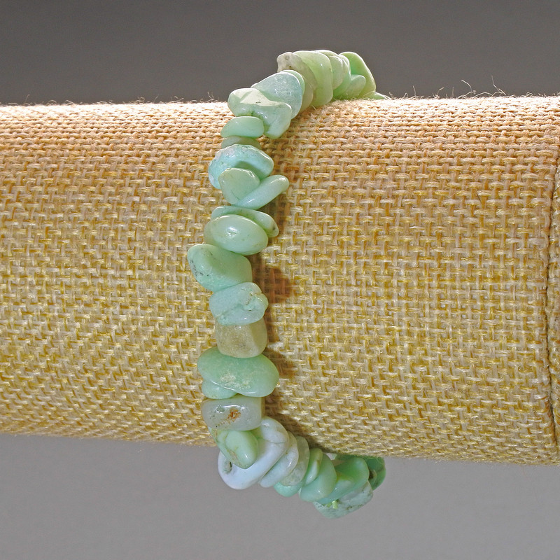 Amazonite Bracelet Natural Stone Chips, Diameter 9x3mm+/-, Length 18cm (Stretch)