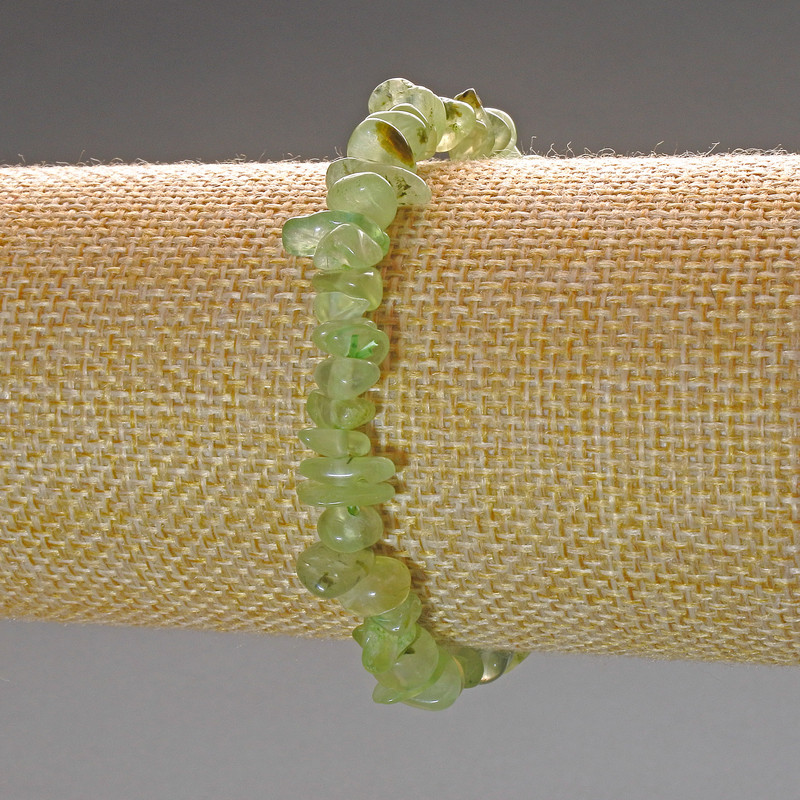 Prehnite Bracelet Natural Stone Chips, Diameter 8x3mm+/-, Length 18cm (Stretch)