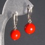 Coral (Pressed) Earrings, Smooth Round, English Hook, Diameter 12mm+/-, Length 33mm+