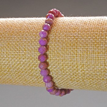 Phosphosiderite Bracelet Natural Stone Faceted Round, Diameter 6mm+/-, Length 18cm (Stretch)