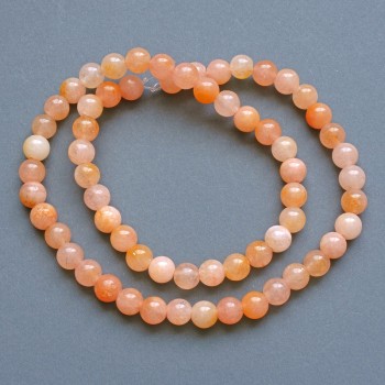 Dyed Quartz Beads Smooth Round, Diameter 6.5mm+/-, Length 37cm+/- on Nylon Thread