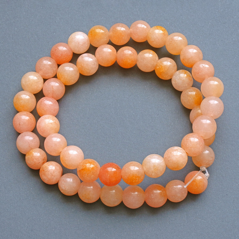 Dyed Quartz Beads Smooth Round, Diameter 10mm+/-, Length 38cm+/- on Nylon Thread