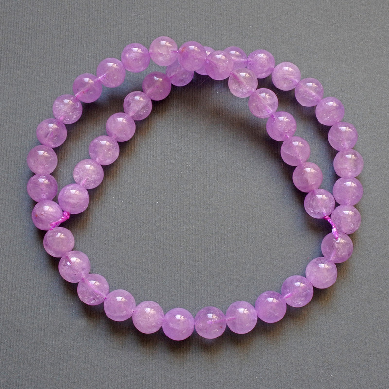 Lavender Amethyst Beads Natural Stone Smooth Round, Diameter 8.5mm+/-, Length 38cm+/- on a Strand