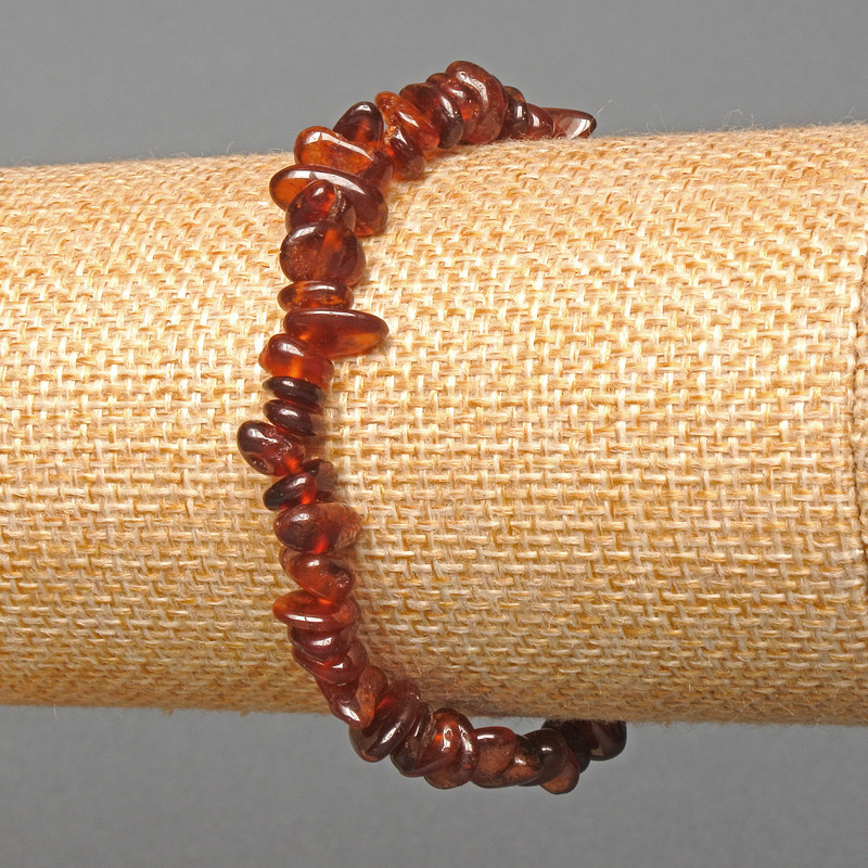 Hessonite Garnet Bracelet, natural stone chip, diameter 6x3mm+-, length 18cm (stretch)