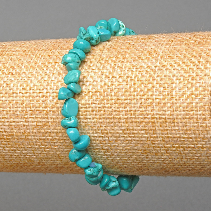 Turquoise Bracelet, blue chip, diameter 6x4mm+-, length 18cm (stretch)