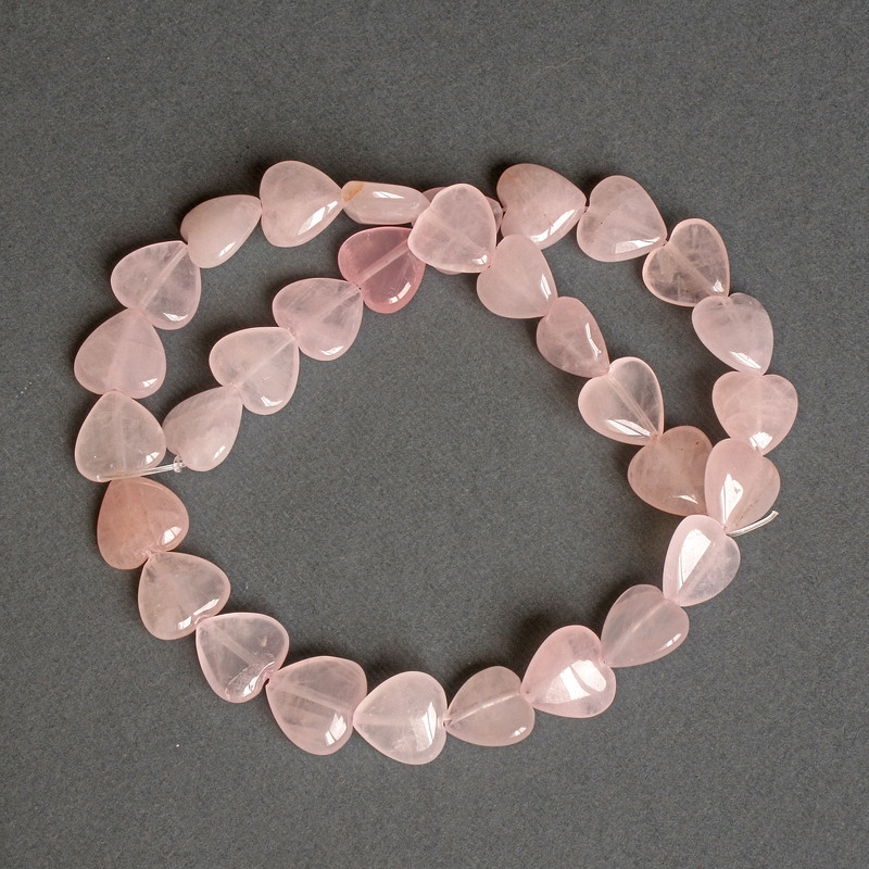 Rose Quartz Natural Stone Beads, Heart Shape, Diameter 12x12x6mm+-, Length 39cm+- on Strand