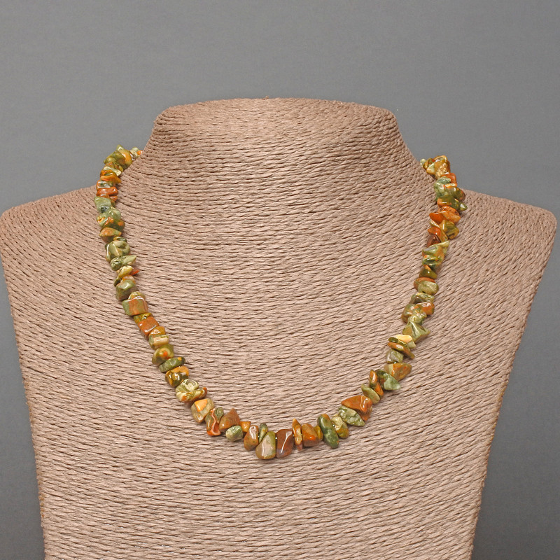 Multicolour Jasper Necklace, Natural Stone Chips, Diameter 8x3mm+-, Length 48cm
