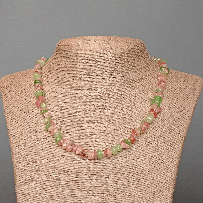 Assorted Tinted Quartz Necklace, Tumbled Beads, Diameter 7x3mm+-, Length 48cm