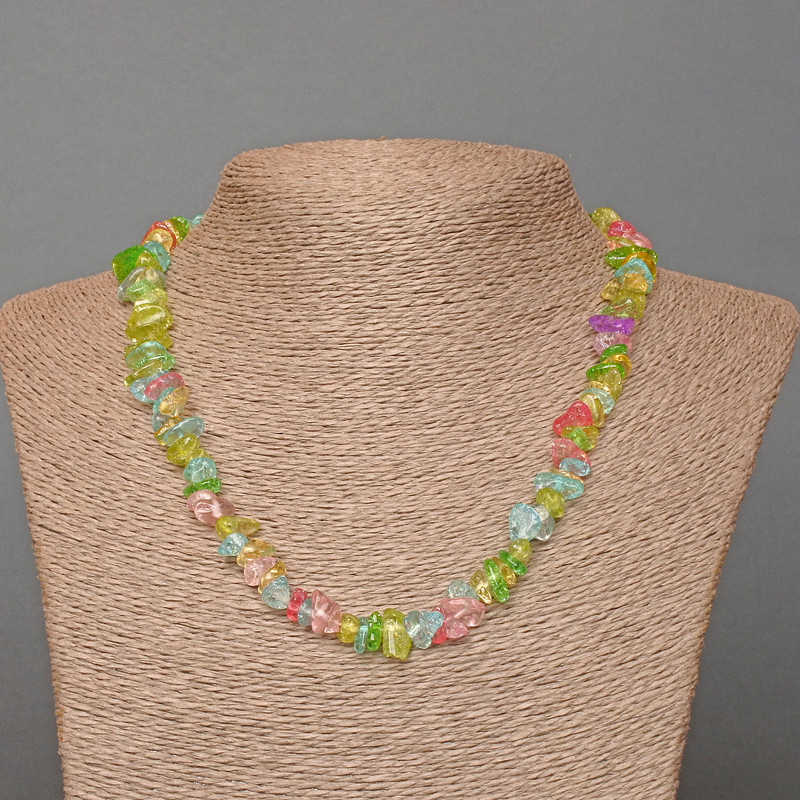 Multicolour Glass Necklace, Chips, Diameter 10x4mm+-, Length 47cm