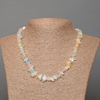 Morganite Necklace, Natural Stone Chips, Diameter 9x3mm+-, Length 48cm