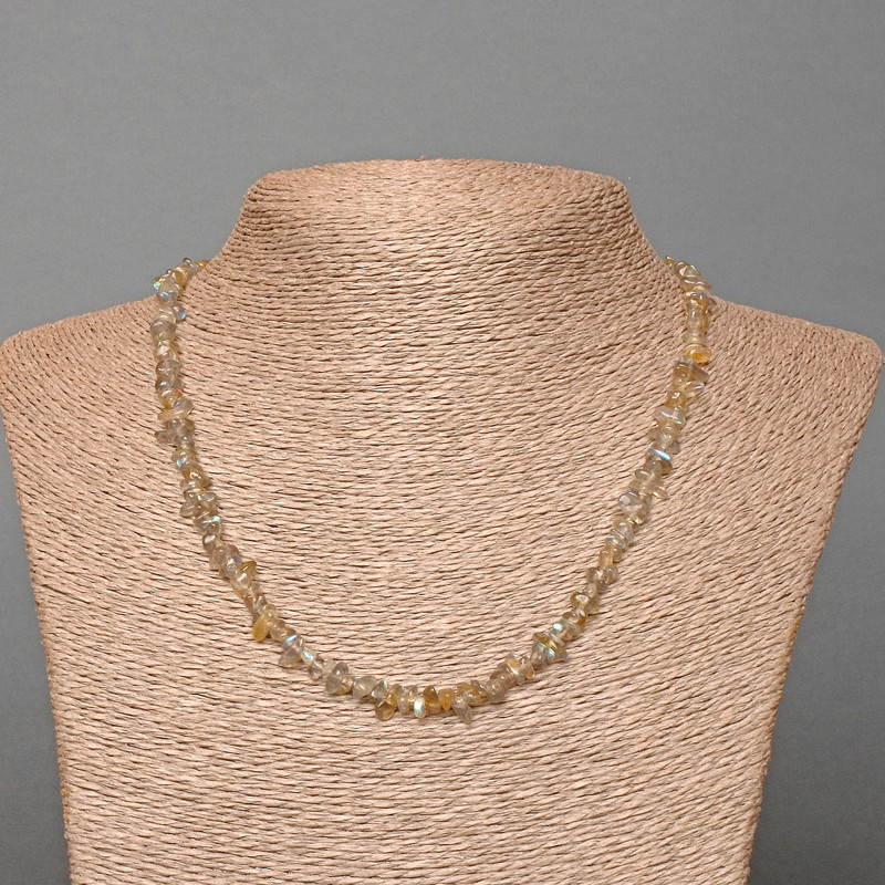 Labradorite Necklace, Natural Stone Chips, Diameter 4x2mm+-, Length 47cm