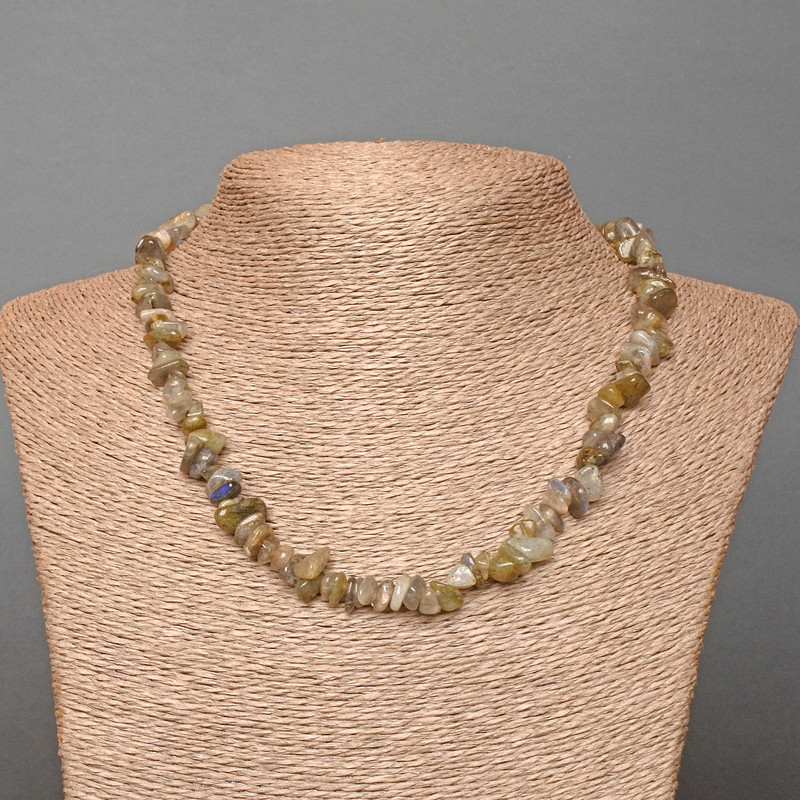 Labradorite Necklace, Natural Stone Chips, Diameter 10x4mm+-, Length 47cm