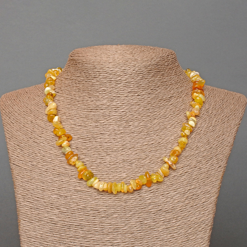 Yellow Turquoise Necklace, Natural Stone Chips, Diameter 7x3mm+-, Length 47cm