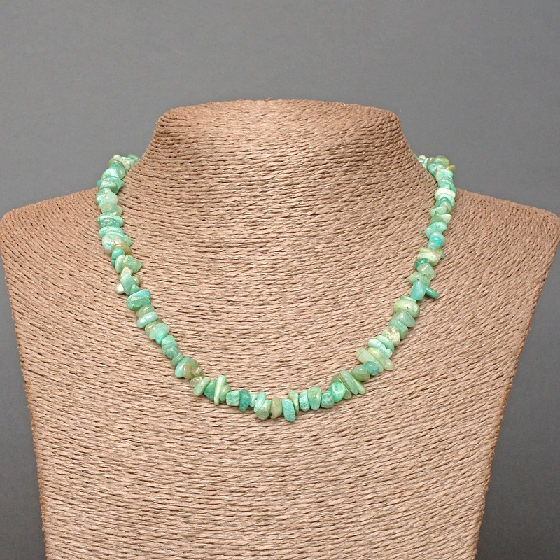 Amazonite Natural Stone Chip Necklace, Diameter 7x3mm+/-, Length 46cm