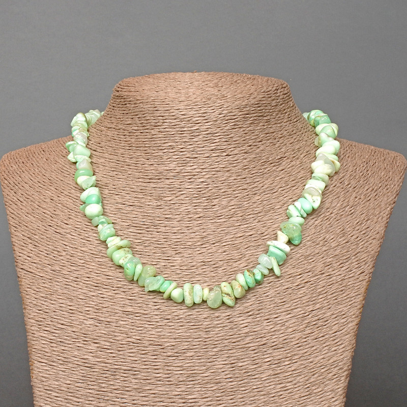 Amazonite Natural Stone Chip Necklace, Diameter 7x3mm+/-, Length 47cm