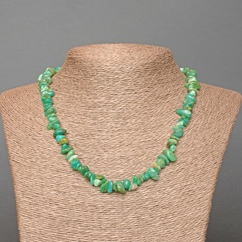 Amazonite Natural Stone Chip Necklace, Diameter 7x3mm+/-, Length 46cm