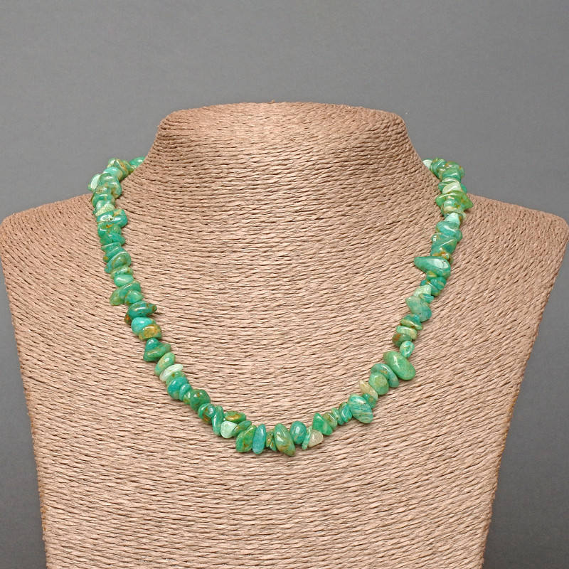 Amazonite Natural Stone Chip Necklace, Diameter 7x3mm+/-, Length 46cm