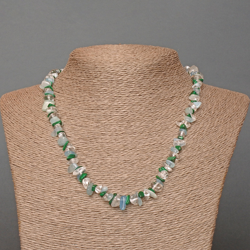 Assorted Natural Stone Chip Necklace, Diameter 7x3mm+/-, Length 48cm
