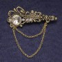 Accent Brooch, White Rhinestones & Crystal, Gold-Tone Metal, 55x22mm