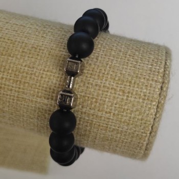 Shungite (artificial) Dumbbell Bracelet, diameter 10mm, length 18cm+- (stretch)
