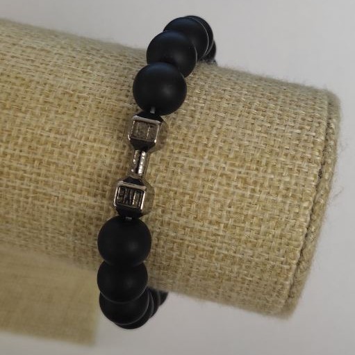Shungite (artificial) Dumbbell Bracelet, diameter 10mm, length 18cm+- (stretch)