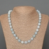Necklace Aquamarine natural stone smooth round bead, diameter 10mm+-, length 50cm+