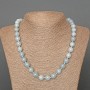 Necklace Aquamarine natural stone smooth round bead, diameter 10mm+-, length 50cm+