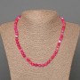 Necklace Agate Raspberry Matte natural stone smooth round bead, diameter 6mm+-, length 49cm+