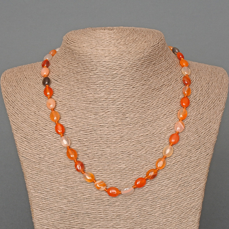Carnelian Necklace, natural stone oval beads, diameter 8x10mm+/-, length 48cm+
