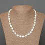 Cacholong Necklace, natural stone oval beads, diameter 8x10mm+/-, length 48cm+