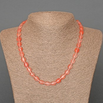 Chalcedony Necklace, natural stone oval beads, diameter 8x10mm+/-, length 48cm+