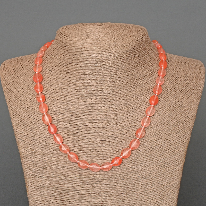 Chalcedony Necklace, natural stone oval beads, diameter 8x10mm+/-, length 48cm+