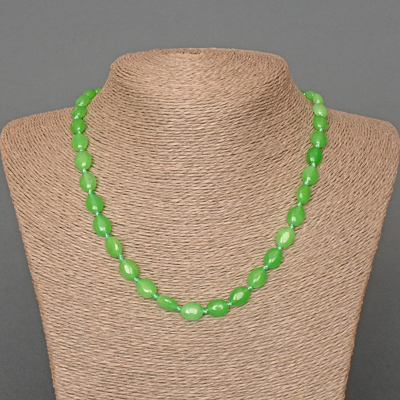 Chrysoprase Necklace, natural stone oval beads, diameter 8x10mm+/-, length 48cm+