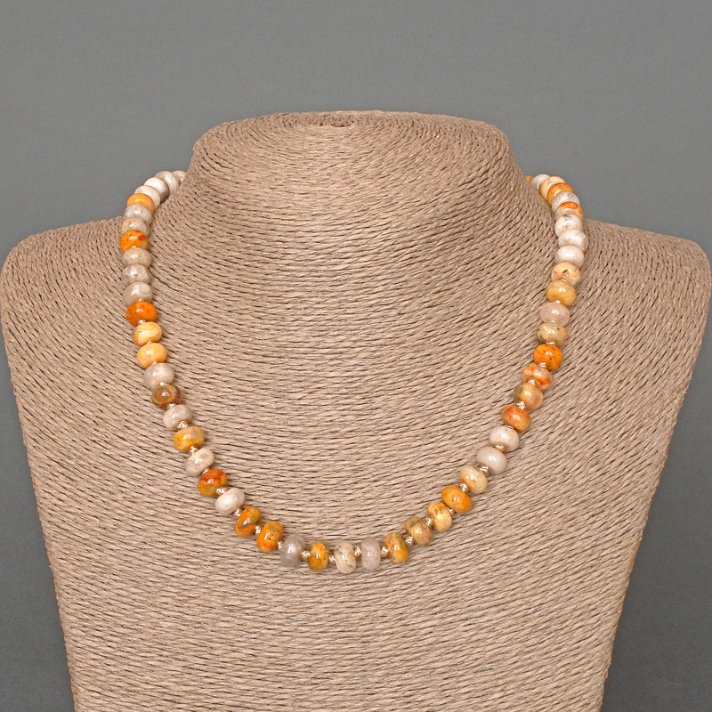 Imperial Jasper Necklace, natural stone smooth rondelle beads, diameter 8x5mm+/-, length 47cm+