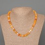 Yellow Agate Necklace, Natural Stone Smooth Rondelle, Diameter 8x5mm+-, Length 46cm+