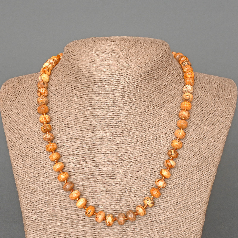 Landscape Jasper Necklace natural stone smooth rondelle, diameter 9x7mm+/-, length 49cm+