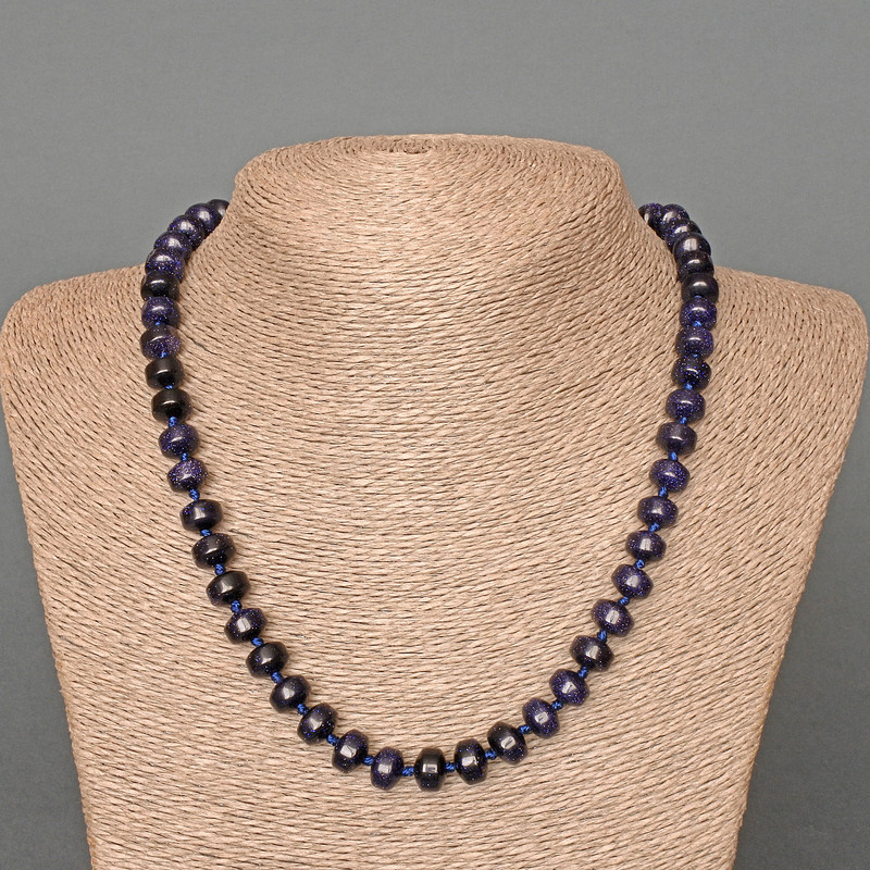 Aventurine "Cairo Night" (Synthetic) Necklace, Smooth Rondelle, Diameter 9x7mm+/-, Length 50cm+