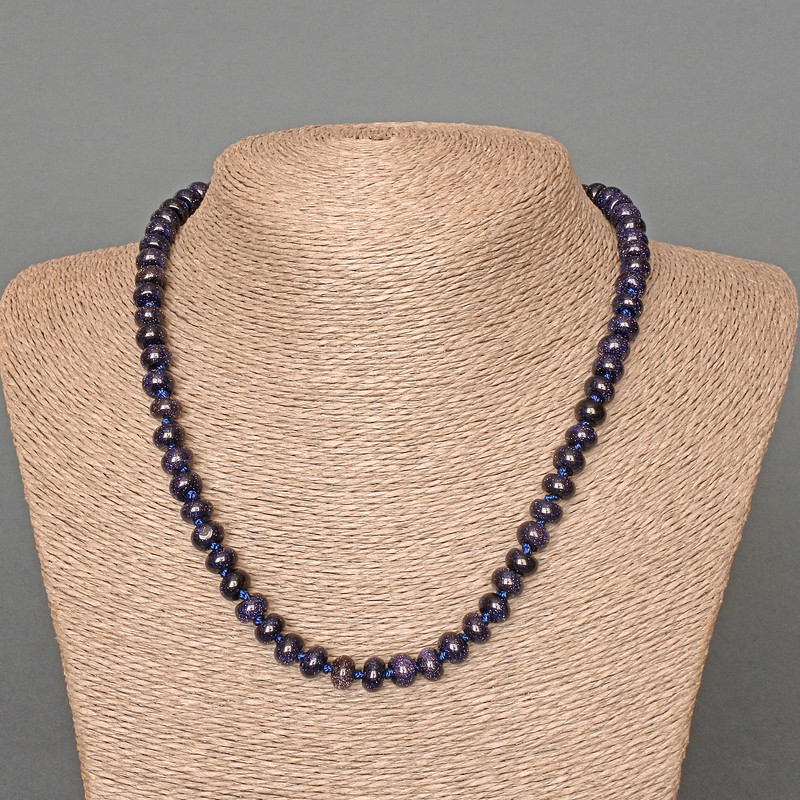Aventurine "Cairo Night" (Synthetic) Necklace, Smooth Rondelle, Diameter 8x5mm+/-, Length 49cm+
