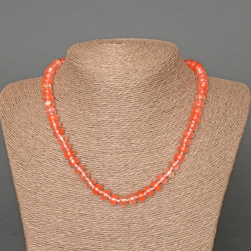 Chalcedony Necklace, Natural Stone Smooth Rondelle, Diameter 8x5mm+/-, Length 46cm+