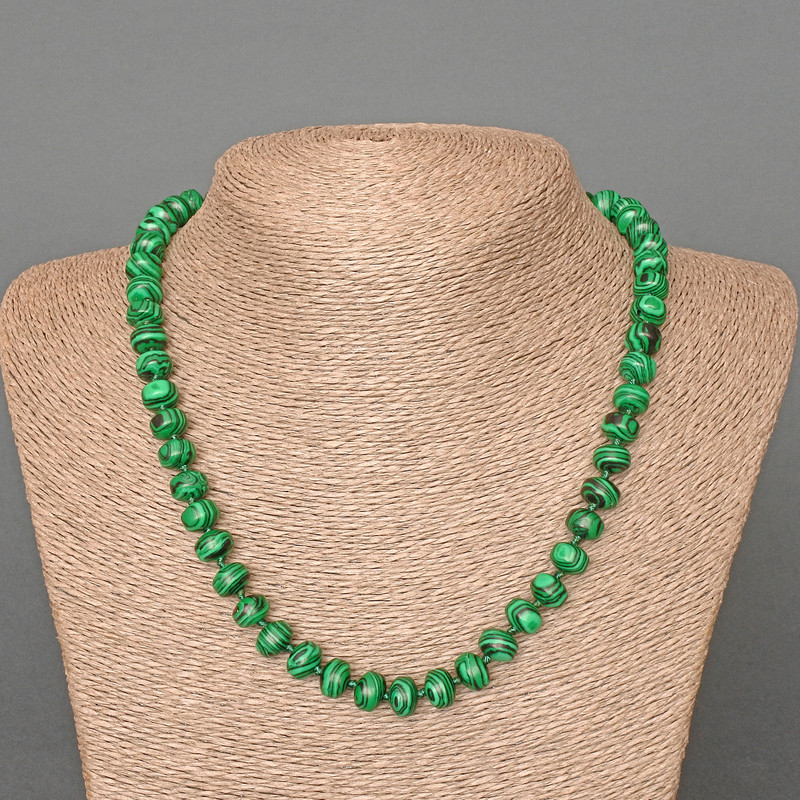 Malachite (Synthetic) Necklace, Smooth Rondelle, Diameter 9x7mm+/-, Length 49cm+