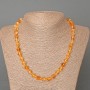 Citrine Necklace, natural stone faceted rhombus, diameter 9x8.5mm+-, length 50cm, with seed beads