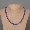 Sodalite Necklace, natural stone faceted rhombus, diameter 8.5x8.5mm+-, length 49cm, with seed beads