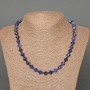 Sodalite Necklace, natural stone faceted rhombus, diameter 8.5x8.5mm+-, length 49cm, with seed beads