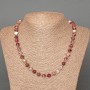 Tourmaline Necklace, natural stone faceted rhombus, diameter 8x8mm+-, length 49cm, with seed beads