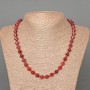 Rubellite Tourmaline Necklace, natural stone faceted rhombus, diameter 8x8mm+-, length 49cm, with seed beads