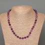 Amethyst Necklace, natural stone faceted rhombus, diameter 8.5x8.5mm+-, length 49cm, with seed beads