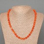 Carnelian Necklace, natural stone faceted rhombus, diameter 8x8mm+-, length 49cm, with seed beads
