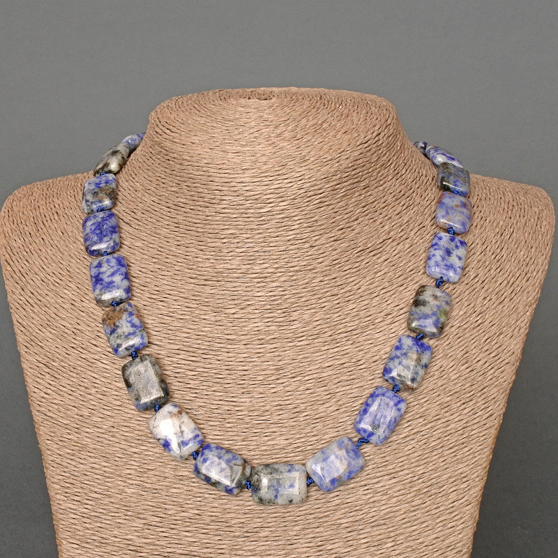 Sodalite Necklace, natural stone rectangle, diameter 13x18mm+-, length 48cm