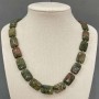 Heliotrope Jasper Necklace, natural stone rectangle, diameter 13x18mm+-, length 48cm
