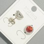 Xuping Stud Earrings with Red Crystal and White Rhinestones, round setting, diameter 9.5mm, rhodium plated